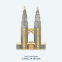 10" x 10" Solid Frame with Gold Plated Pewter : Petronas Twin Towers