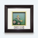 10" x 10" Solid Frame with Printed Background : Gold Plated Pewter Lucky Koi Fish