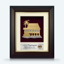 8.5" x 10" Gold Border Solid Frame with Gold Plated Pewter : Rumah Melayu (Malay House)