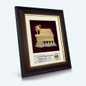 8.5" x 10" Gold Border Solid Frame with Gold Plated Pewter : Rumah Melayu (Malay House)