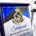 7" x 9" Songket Plaque with Gold Plated Pewter - Logo Police Diraja Malaysia