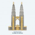 7" x 7" Solid Frame with Gold Plated Pewter : Petronas Twin Towers