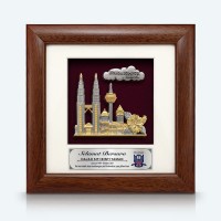 7" x 7" Frame with Gold Plated Pewter - Malaysia Landmark 7" x 7" Frame with Gold Plated Pewter - Malaysia Landmark