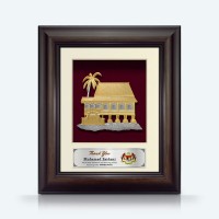 8.5" x 10" Solid Frame with Gold Plated Pewter : Rumah Melayu (Malay House)