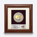 7" x 7" Solid Frame with Gold Plated Pewter - Logo KKM Kementerian Kesihatan Malaysia