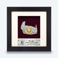 6" x 6" Frame with Gold Plated Pewter : Tengkolok 6" x 6" Frame with Gold Plated Pewter : Tengkolok