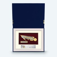 7" x 9" Book Frame with Gold Plated Pewter : Asian Arowana 7" x 9" Book Frame with Gold Plated Pewter : Asian Arowana