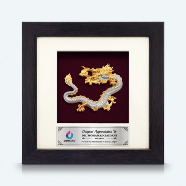 6" x 6" Frame with Gold Plated Pewter : Dragon