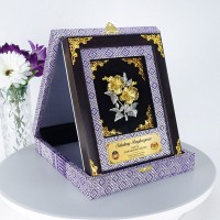 7" x 9" Premium Songket Frame with Gold Plated Pewter (Silver Violet)