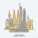 7" x 7" Frame with Gold Plated Pewter - Kuala Lumpur Landmark