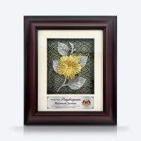 8.5" x 10" Solid Frame with Exclusive Songket Background and Gold Plated Pewter : Bunga Raya (Hibiscus Flower) 8.5" x 10" Solid Frame with Exclusive Songket Background and Gold Plated Pewter : Bunga Raya (Hibiscus Flower)