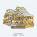 7" x 7" Frame with Gold Plated Pewter - Rumah Melayu (Malay House)